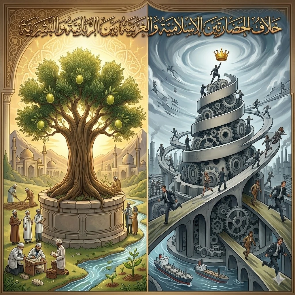 خلاف الحضارتين الإسلامية والغربية بين الربانية والبشرية